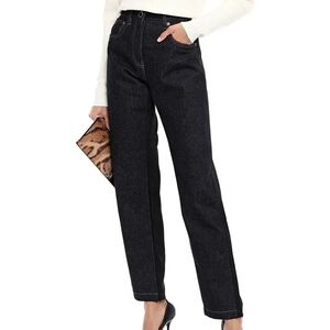 Victoria Beckman satin panel high rise straight leg jean 27 NWOT